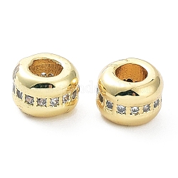 Placcatura a cremagliera in ottone micro pavé di perle di zirconi trasparenti, placcato di lunga durata, colonna, oro, 6.5x4.5mm, Foro: 3 mm