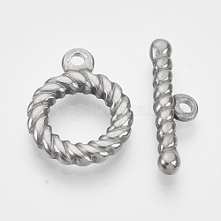 304 Stainless Steel Toggle Clasps, Stainless Steel Color, Ring: 19x15x3mm, Hole: 1.8mm, inner: 15mm, bar: 21.5x7x3mm, Hole: 1.8mm.