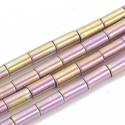 Гальванизировать немагнитных синтетический гематит бисер пряди, колонка, с покрытием цвета радуги, 8x2 мм, отверстие : 0.8 мм, около 50 шт / нитка, 15.7 дюйм