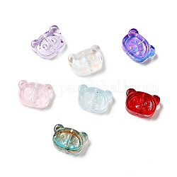 Pulvériser perles de verre transparentes peintes, ours, couleur mixte, 10x14.5x5mm, Trou: 1.2mm
