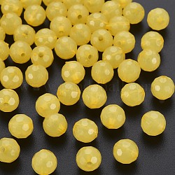 Perles en acrylique transparente, teinte, facette, ronde, or, 8x7.5mm, Trou: 1.6mm, environ 1810 pcs/500 g