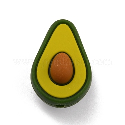 Food Grade Eco-Friendly Silicone Focal Beads, Chewing Beads For Teethers, DIY Nursing Necklaces Making, Avocado, Dark Olive Green, 27x18x15mm, Hole: 2mm