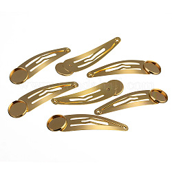 ヘアアクセサリー鉄スナップヘアクリップパーツ  ゴールドカラー  トレイ：12mm  10個/袋