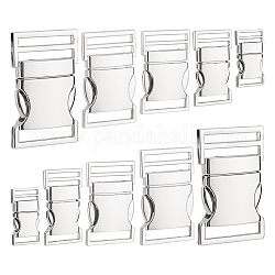 Olycraft 10Pcs 5 Styles Alloy Side Release Buckles, for Backpack, Waist Pack, Platinum, 23~53x12.5~36x4~8mm, Hole: 10.2~30x1.5~5mm, 2pcs/style