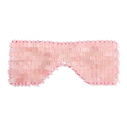 Natural Rose Quartz Woven Eye Mask, for Relieving Eye Bags and Dark Circles, Yoga Meditation Tools, 210~220x90~100x5~7mm