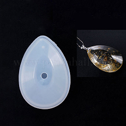 Silicone Molds, Resin Casting Molds, For UV Resin, Epoxy Resin Jewelry Making, teardrop, White, 55x39x10mm, 53x37x8mm, Hole: 5mm, Inner Size: 51x33mm