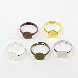 Fornituras base de anillo almohadilla de latón, ajustable, color mezclado, 19mm