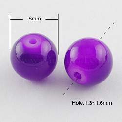 Imitation Jade Glass Beads Strands, Spray Painted, Round, Dark Violet, 6mm, Hole: 1.3~1.6mm, about 133pcs/strand, 31.4 inch