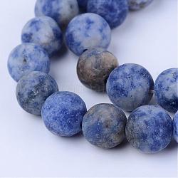 Натуральное синее пятно нитки из бисера яшмы, матовые, круглые, 6~6.5 мм, отверстие : 1 мм, около 63 шт / нитка, 15.5 дюйм