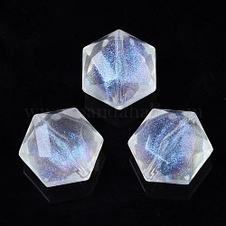 Perles en acrylique transparente, poudre de paillettes, hexagone, clair, 15x14x9mm, Trou: 1.5mm, environ 390 pcs/500 g
