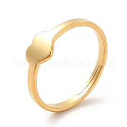Placcatura ionica (ip) 201 anello regolabile a cuore in acciaio inossidabile da donna, vero placcato oro 18k, misura degli stati uniti 6 1/2 (16.9mm)