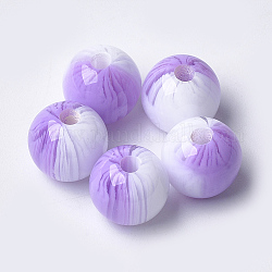 Perles en résine, ronde, lilas, 14x13.5mm, Trou: 2.5mm
