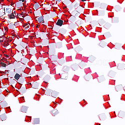 Cabochon in strass acrilici con retro piatto, nail art accessori decorativi, quadrato, rosso, 2x2x1mm, circa 10000pcs/scatola