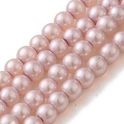 Cottura dipinto di perle di vetro perlato fili di perline rotondo, perla rosa, 6~7mm, Foro: 1 mm, circa 135~140pcs/filo, 31.4 pollice
