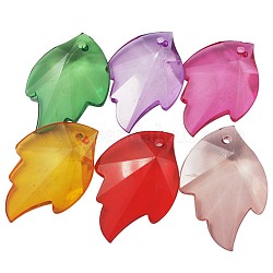 20Pcs Mixed Leaf Transparent Acrylic Pendants, Faceted, about 37.5mm long, 26mm wide, 9.5mm thick, hole: 2mm
