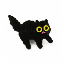 Emaille-Pin mit Katzenmotiv, Elektrophorese-Brosche aus schwarzer Legierung für Rucksackkleidung, Schwarz, 30x27x1 mm