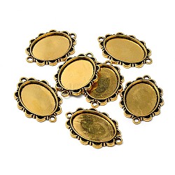 Le impostazioni del connettore in lega cabochon in stile tibetano, ovale,  cadmio& piombo libero, oro antico, 36x25x2mm, Foro: 2 mm, vassoio: 25x18mm, circa 250pcs/1000g