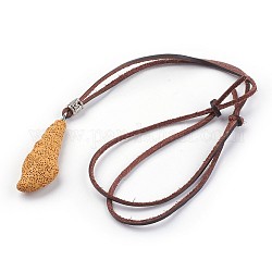 Verstellbare Halsketten aus synthetischem Lavastein, mit Lederschnur und Legierung, Meeresschnecke, dunkelgolden, 34.64 Zoll ~ 35.43 Zoll (88~90 cm)