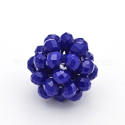 Imitation Jade Glass Round Woven Beads, Cluster Beads, Dark Blue, 14mm, Beads: 4mm