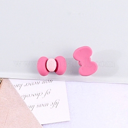 Cabochons di opaco resina, per accessori per capelli, bowknot, rosa caldo, 14x9mm