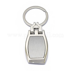 Porte-clés en alliage de zinc, avec les principaux anneaux de fer, platine, 84mm, pendentif: 56x27.5x4 mm
