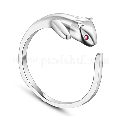 Shegrace lindo gato 925 anillos de plata esterlina, anillos abiertos, con rojo óxido de circonio cúbico aaa, plata, 17mm