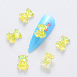 Bear Glitter Powder Epoxy Resin Cabochons, Nail Art Decoration Slime Charm, for Nail Art Supplies Filling Accessories, Yellow, 10x8x4mm, about 100pcs/bag