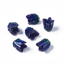 Perles en plastique, fleur, bleu de Prusse, 13~15x13.5~15x13.5~15mm, Trou: 0.8mm