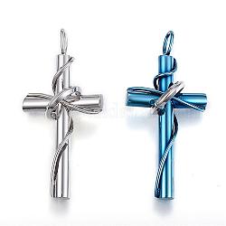 304 Stainless Steel Pendants, Cross, Mixed Color, 47x22x11mm, Hole: 5x3mm