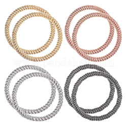 BENECREAT 8Pcs 4 Colors Steel Wire Wrap Chain Stretch Bracelets Set, Guitar String Coil Bracelets for Women, Mixed Color, Inner Diameter: 2-3/8 inch(5.9cm), 2Pcs/color