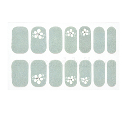 Полные обертки полоски лака для ногтей, самоклеящиеся наклейки с градиентным лаком для ногтей, украшения для женских ногтей, средний аквамарин, 24x8 мм, 14шт / лист
