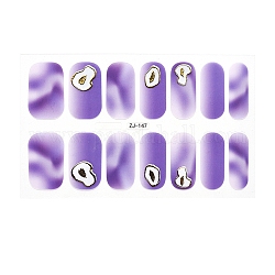 Envolturas completas pegatinas de esmalte de uñas, autoadhesivo, para diseño de calcomanías de uñas puntas de manicura decoraciones, lila, 14pcs / hoja