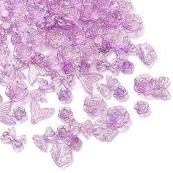 Kit de búsqueda de fabricación de joyas de diy, Incluye abalorios y cuentas de acrílico transparente., color de ab, formas mixtas, orquídea, 11~21x12~27x3~7mm, agujero: 1~2 mm, aproximamente 746 unidades / 500 g