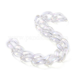 Handmade Transparent Acrylic Twist Chains, Curb Chains, Clear AB, Links: 27.5x19x8.5mm, 39.37 inch(1m)/strand