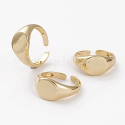 Anelli gemelli in ottone, anelli aperti, anelli con sigillo ovali, placcato di lunga durata, oro, taglia 6 degli stati uniti, diametro interno: 17mm