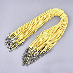 Ciré fabrication de collier, avec alliage de zinc mousquetons, platine, jaune, 17.8 pouce ~ 18 pouces (45.5~46 cm), 2mm