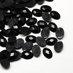 Facettes ovale acrylique correctif rhinestone flatback arrière plat cabochons pour la conception de vêtement, noir, 10x14x3mm, environ 1000 pcs / sachet 