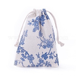 Burlap Packing Pouches, Drawstring Bags, Light Steel Blue, 17.3~18.2x13~13.4cm