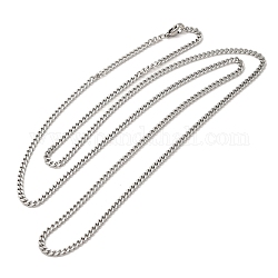 Collares de cadena de bordillo de 304 acero inoxidable, para hacer collares con cuentas, color acero inoxidable, 29.53 pulgada (75 cm), amplia: 2.5 mm