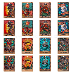 DICOSMETIC 16Pcs 8 Styles Tarot Card Pendants Rectangular Charms Major Arcana Charms Printed Acrylic Pendants Lucky Amulet Charms for DIY Necklace Jewelry Making, Hole: 1.7mm