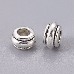 Perline European Metal, argento antico,  piombo & cadmio & nichel libero, 10mm di diametro, 5.5 mm di spessore, Foro: 4.5 mm