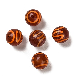 Perline dzi stile tibetano, agata naturale perle, tinti e riscaldato, tondo, rosso scuro, modello di gancio per soldi, 14~14.5mm, Foro: 1.6 mm