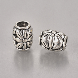 Perline in lega stile tibetano, piombo & cadimo libero, argento antico, barile, 8.5mm di diametro, 10.5 mm di spessore, Foro: 4.5 mm