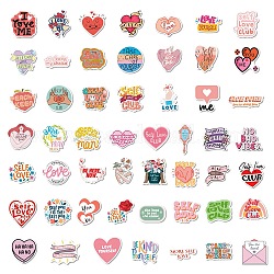 50 set di etichette adesive in carta per parole inglesi a tema amore per se stessi, etichette adesive, per l'arredamento di valigie e skateboard e frigorifero, colore misto, 23~57x30~61x0.2mm