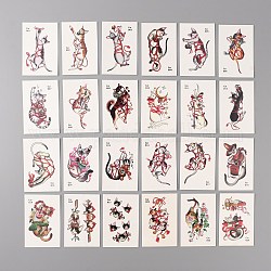 Tatuajes de arte corporal, pegatinas de papel de tatuajes temporales removibles, modelo del gato, 7.5x5x0.02 cm, 24 unidades / bolsa