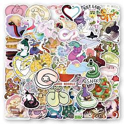 50Pcs Cute Snake PVC Cartoon Stickers, Vinyl Waterproof Decals, for Water Bottles Laptop Phone Skateboard Decoration, Mixed Color, 50~80mm