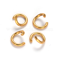 Revestimiento iónico (ip) 304 anillos de salto abiertos de acero inoxidable, dorado, 18 calibre, 6x1mm, diámetro interior: 4 mm