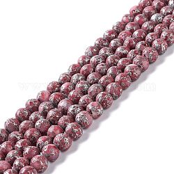 Natur Calcit Perlen Stränge, mit Zinklegierungslinie, gefärbt, Runde, alte Rose, 8 mm, Bohrung: 1.2 mm, ca. 51 Stk. / Strang, 16.14'' (41 cm)