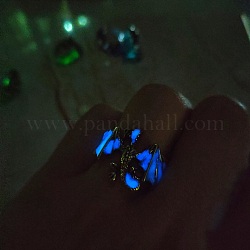 Bague de manchette ouverte dragon en émail luminaires, lueur dans l'anneau large épais en alliage sombre pour les femmes, bleu, diamètre intérieur: 20 mm