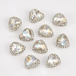 Cabochons Diamante de imitación de la aleación, accesorios de la decoración del arte del clavo, triángulo, color plateado, crystal ab, 9.5x8x5mm